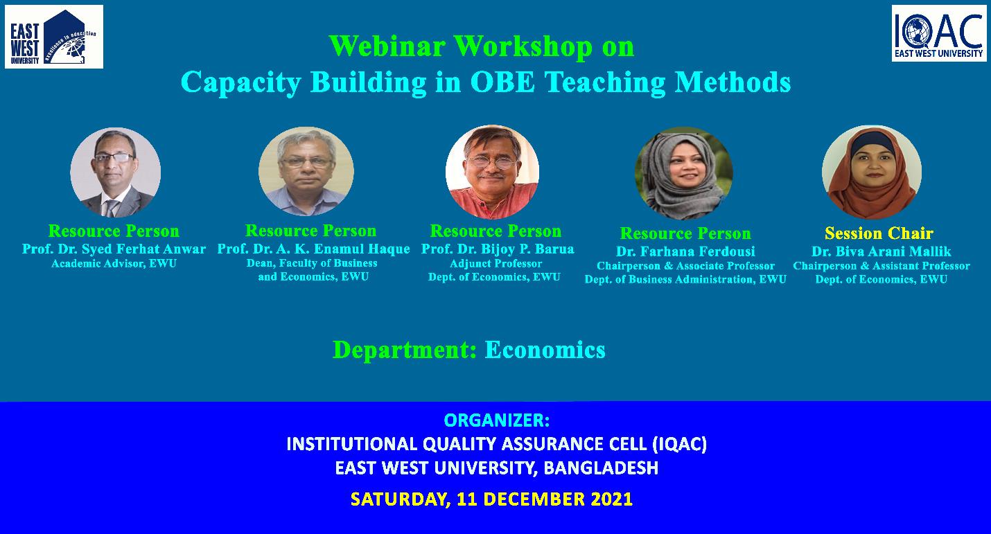 Webinar Workshop on “Capacity Building in Outcome-Based Education (OBE) Teaching Methods” on Saturda...