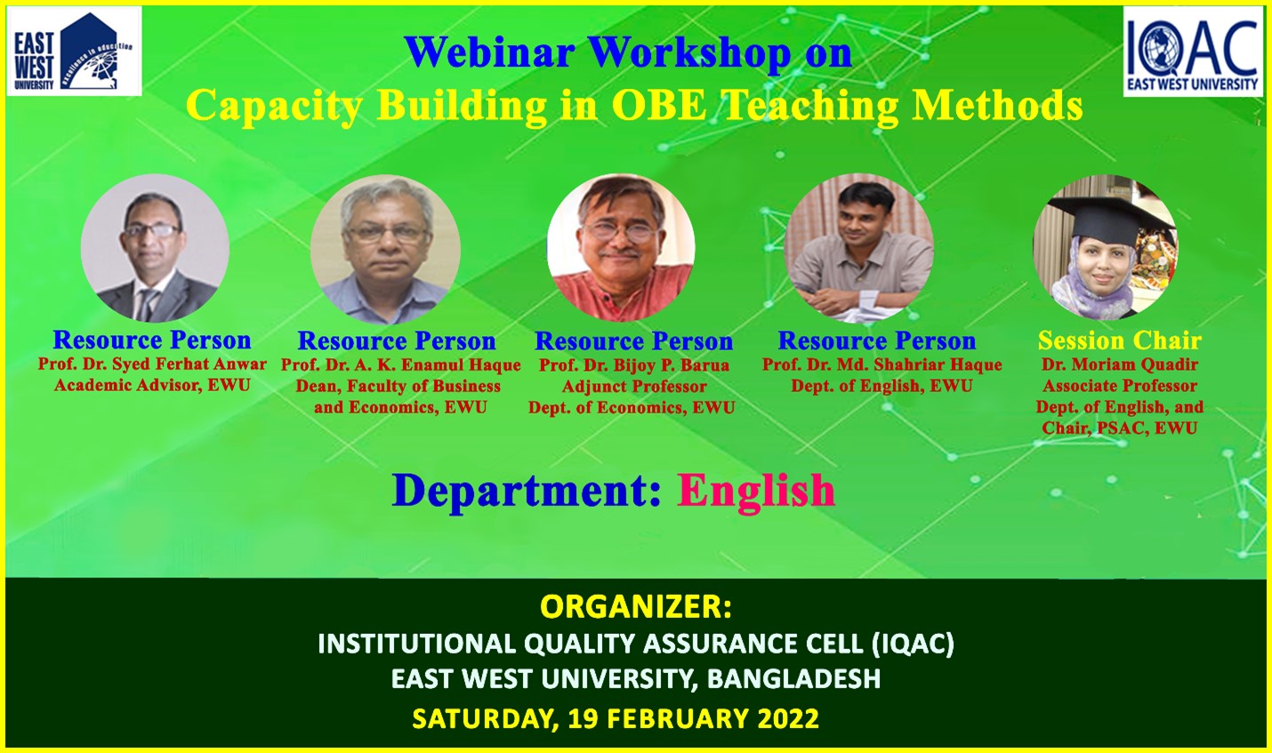 Webinar Workshop on “Capacity Building in Outcome-Based Education (OBE) Teaching Methods” on Saturda...